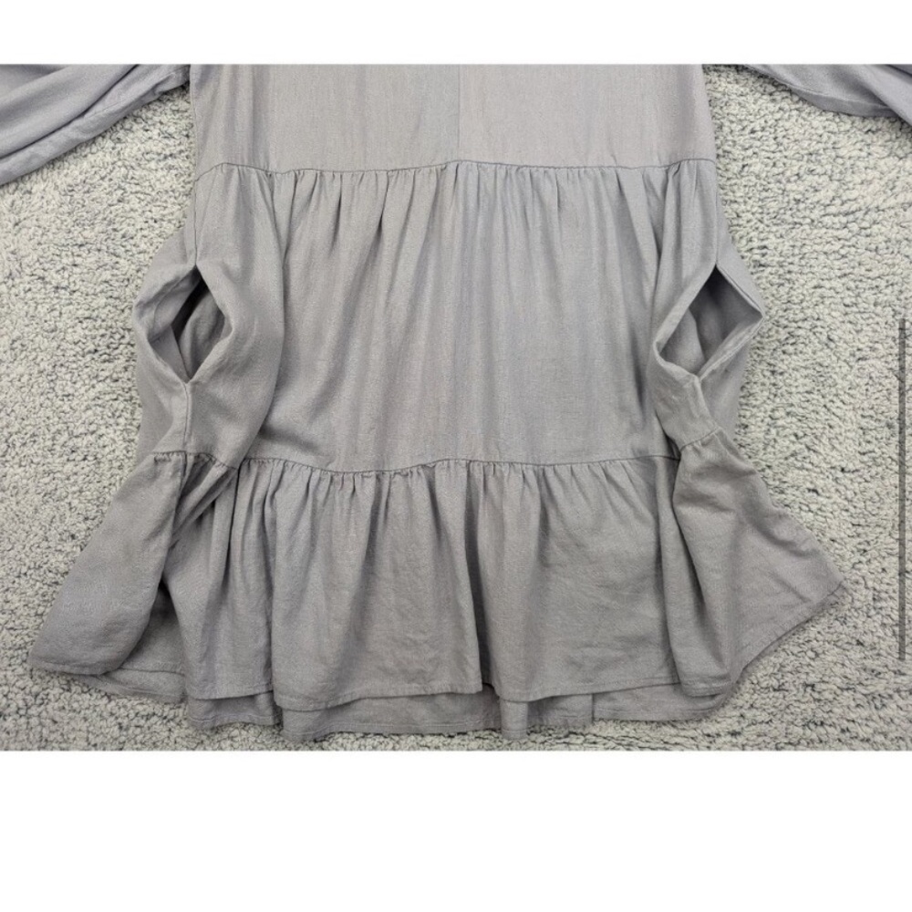 Cynthia Rowley Dress Womens XL Mini Linen Blend V Neck Ruffle Lagenlook Blue - Picture 4 of 8